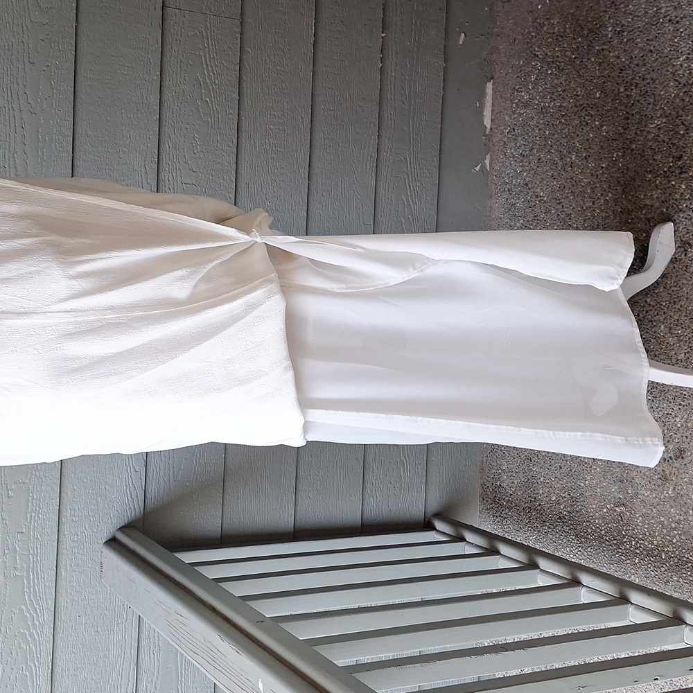Vintage 90s Laura Ashley Short Sleeve Mimimalist Textured Dress Plus Size 14 - Picture 9 of 13